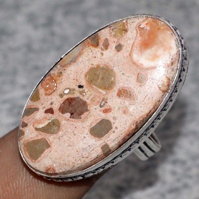 Asteroid Jasper 925 Silver Plated Gemstone Handmade Handmade Ring US 8.5 MJ
