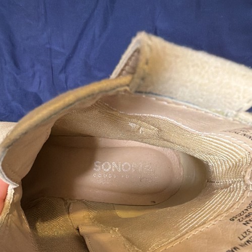 Sonoma Beige Women's Boots Hook & Loop Accent Solid Pattern Hook & Loop Closure