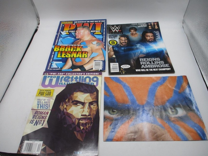 PRO WRESTLING MAGAZINES LOT OF 3 (PLUS HARDY POSTER) PRE-OWNED SOME WEAR