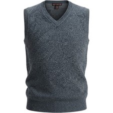 Liberty Sweaters Mens Large Gray Blue Marled Sweater Vest V-Neck Cotton USA Made