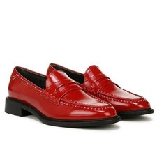Franco Sarto Women's 7M Red Patent Leather Eden Studded Loafers Slip On BR26-24