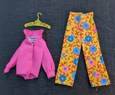 vtg 1970 Francie 1761 SUNNY SLACKS MOD pants pink blouse Outfit Barbie Mattel