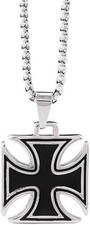 Collana con ciondolo croce nera ferro ferro germeni cavalieri templari vintage acciaio inox