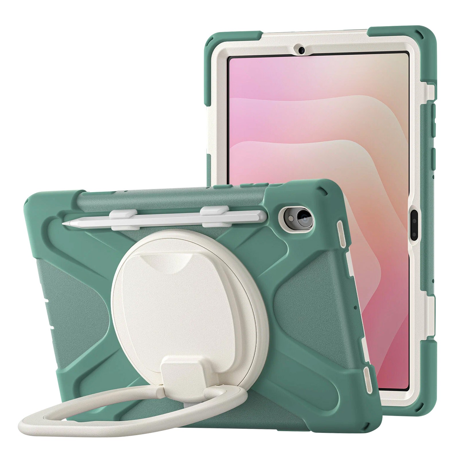 Coque Galaxy Tab S11 pour Voyage et Travail avec Poignée 360° et Rangement S Pen Vert