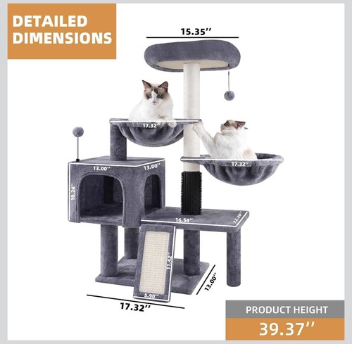 Large Cat Tree Tower for Indoor Cats Condo Scratching Post Pet Play House