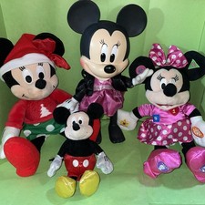 E57 Disney Lot Mickey Minnie Mouse Plush Doll Pull String Glitter Interactive