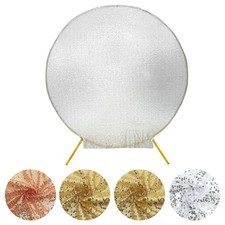 7.5 ft Metallic Sequin Round Backdrop Stand Cover Wedding Party Event Decoration