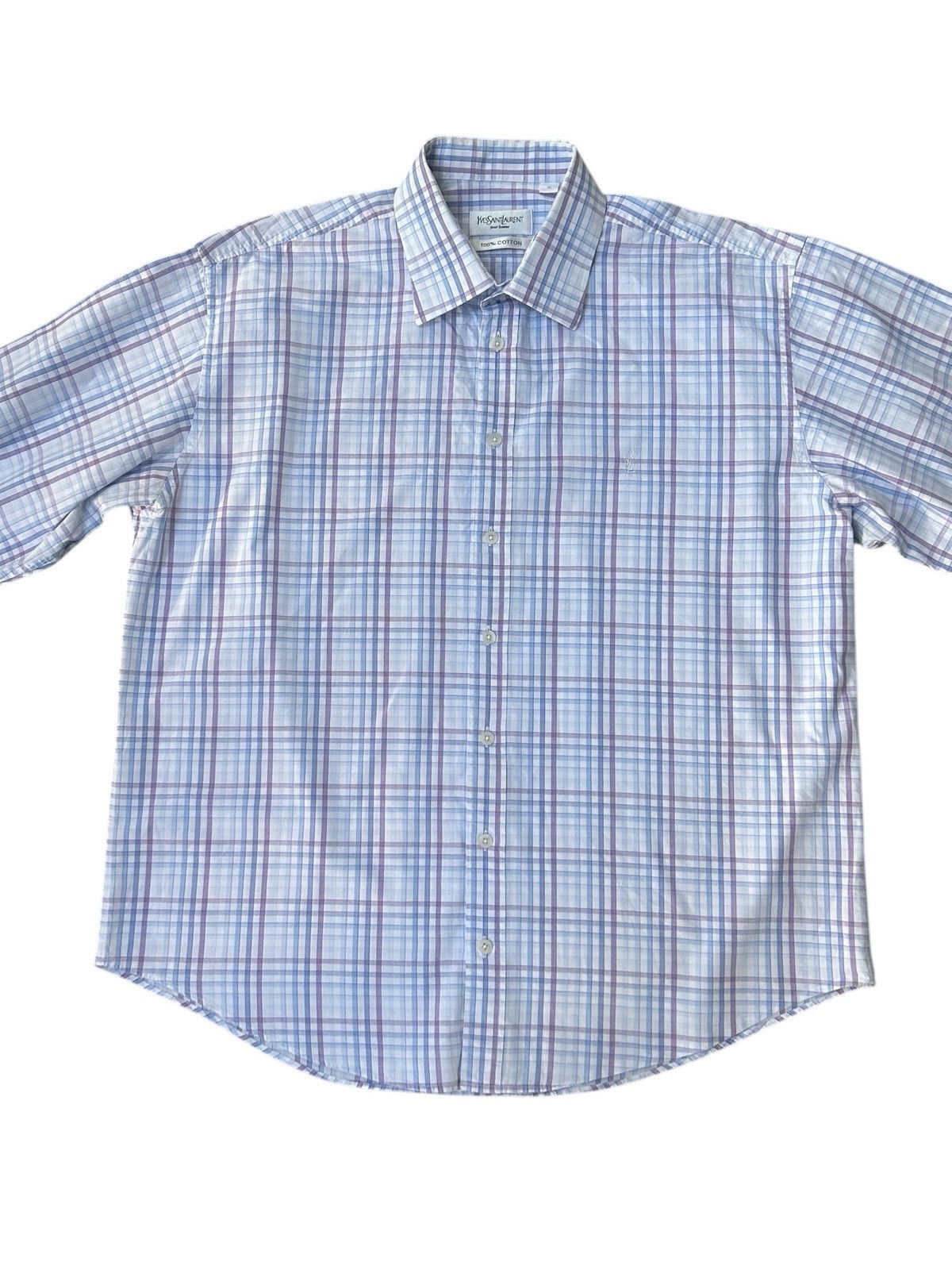 Camicia uomo Yves Saint Laurent Pour Homme YSL manica lunga quadri cotone XL