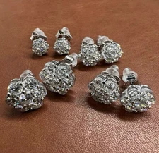 Moissanite VVS Flower Cluster Earrings 925 Silver Stud Earrings 0.50 - 2 CTW