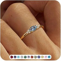 Damenring Gold Vergoldet Zirkonia Stein Ring Geburtstag Geschenk