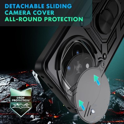 CWEIYUSHU Compatible With Xiaomi Redmi Note 14 Pro 5G Case,Compatible With Xiaomi Redmi Note 14 Pro Plus 5G Phone Case Cover [Screen Protector] [Hard PC Soft Silicone][Ring Support] Bla - Tamaño - View #2