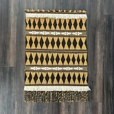 26x40 Midcentury Macrame Wall Hanging Tapestry Hand Woven Thread Art Vtg Lg Boho