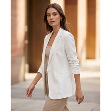 Marc New York M Linen Blend Blazer White Casual Medium One Button NWT RV 80