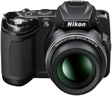 Nikon COOLPIX L120 Digital Camera, Black, 14.1MP, Wide Angle 25mm, Optical 21x