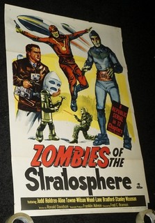 ORIGINAL 1952 ZOMBIES OF THE STRATOSPHERE MOVIE ONE SHEET POSTER 27" X 41"