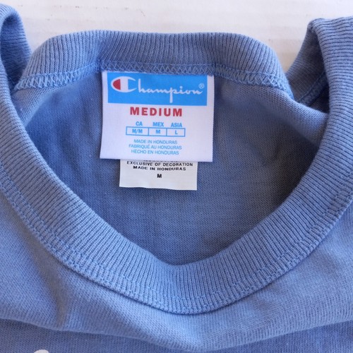 Champion Heritage Light Blue Vintage Scrip Women's Cropped T-Shirt Size Medium - Picture 3 of 11