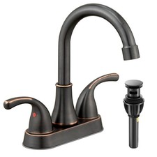 4 Inch Bathroom Sink Faucet 2 Handle Oil Rubbed Bronze w/ Drain Hoses