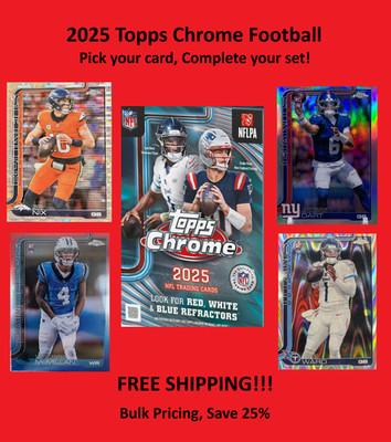 2025 Topps Chrome Football PICK YOUR CARD, COMPLETE YOUR SET #201-400 BASE RC