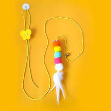 Pet Cat Toys Funny Stick Kitten Self -Hi Elastic Rope Dragonfly Shape Feather Be