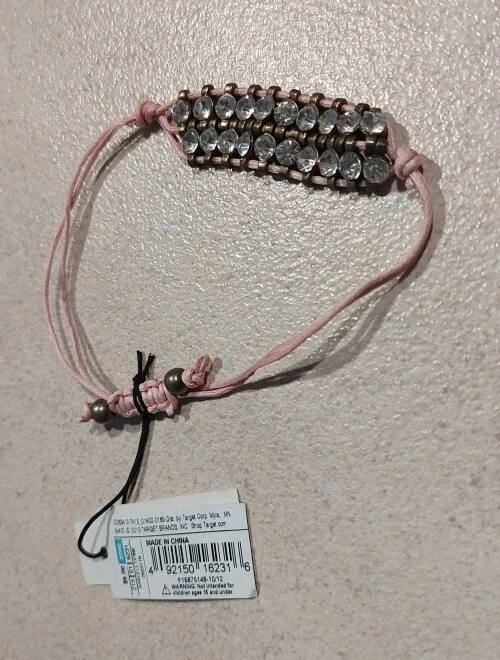 Brazalete Deco Rosa Fucsia Arco Estrás Hilo Amistad Color Dorado Moda Foto 2 de 4