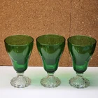 Vintage Anchor Hocking Green Boopie  Burple Pedestal Bottom Glssses Set of 3
