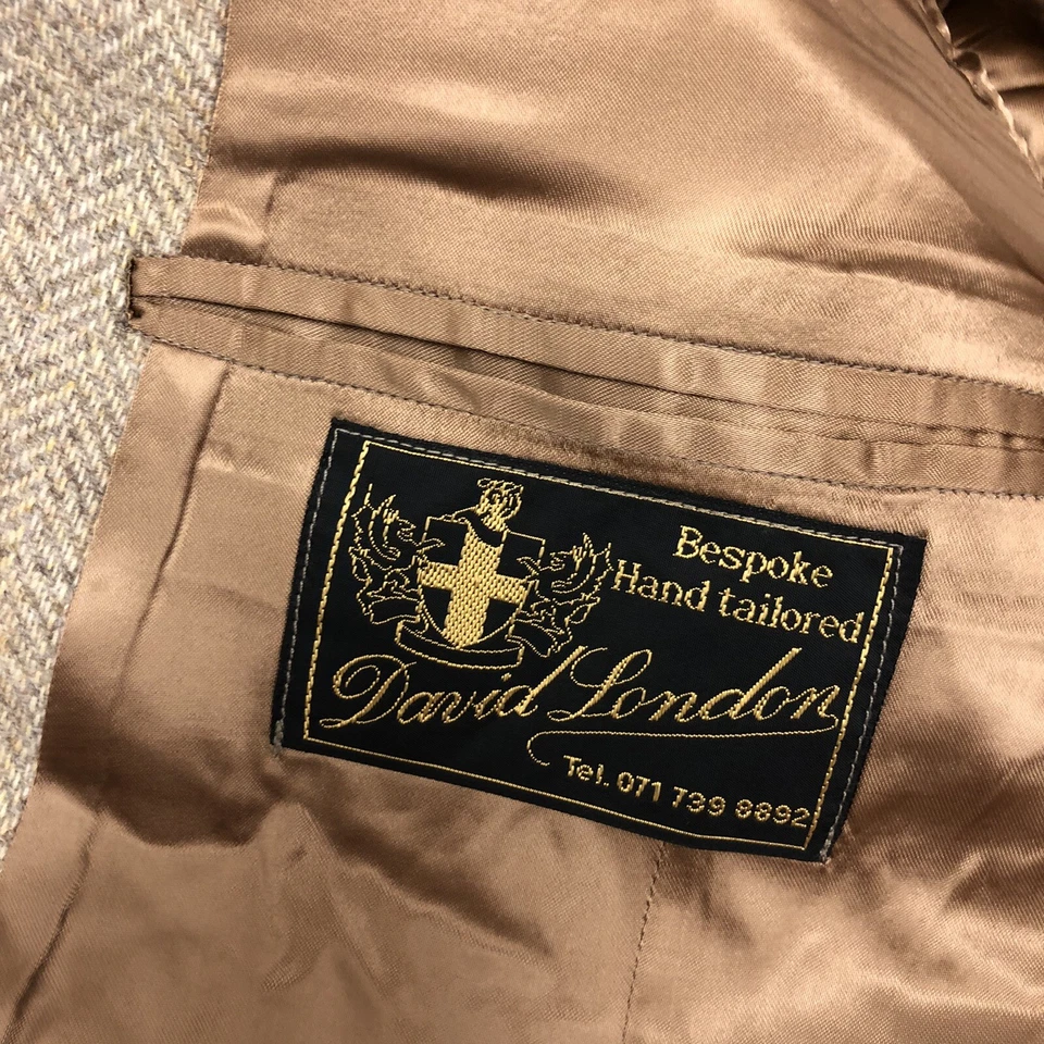 Holland & Sherry BESPOKE Sport Coat Donegal Herringbone Tweed Jacket Wool Blazer - Image 3 of 4