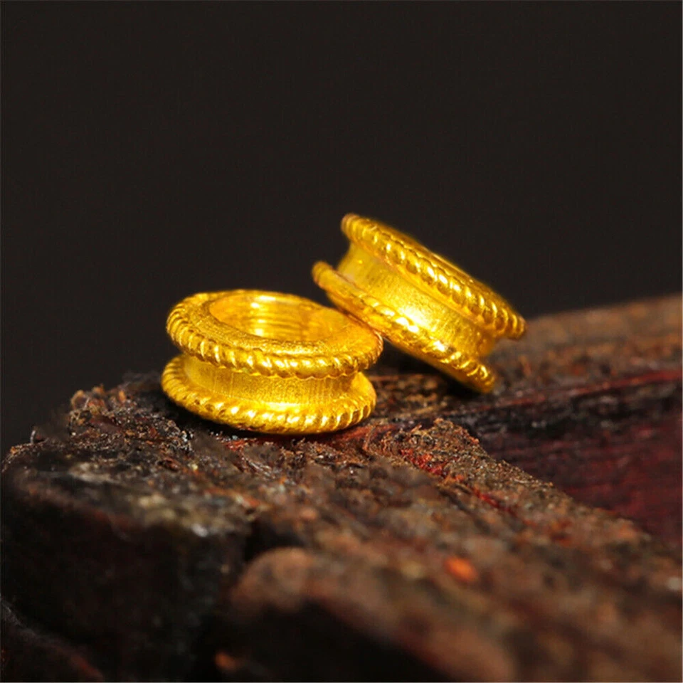 1pcs Pure 999 24K Yellow Gold Lucky Transfer Spacer Bead Pendant Foto 2 de 4