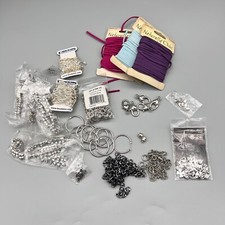 Lot of Various Jewelry Making Pieces Chains Links Suede Chord Snaps Parts Etc