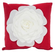 White  Red Rose 17" Throw Pillow