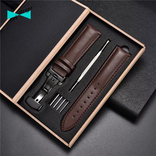 cinturino orologio in pelle nero marrone fibbia deployante uomo 18 20 22 24 mm - Foto 29 di 32