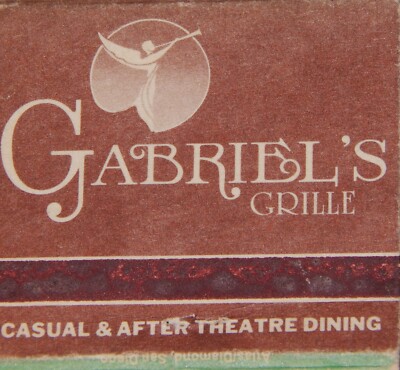 Vintage Matchbook, SAN DIEGO, CA, Gabriel's Grill-Casual & After Theater Dining