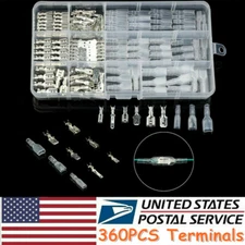 360PCS 2.8/4.8/6.3mm M/F Spade Crimp Terminals Kit Electrical Wire Connector Set