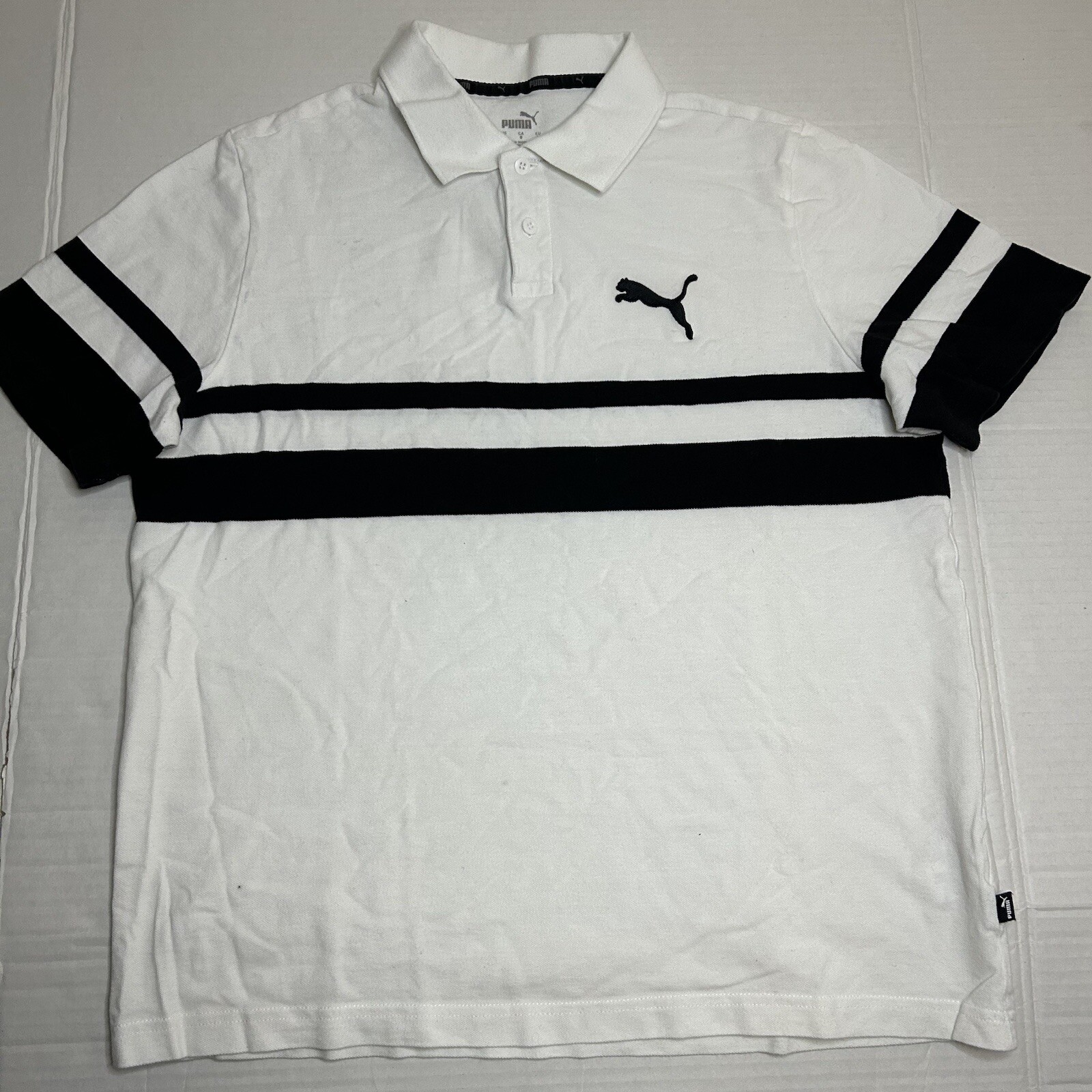 Puma White Polo Shirt Mens Large Slim Fit Short Sleeve Tennis Golf thumbnail 3