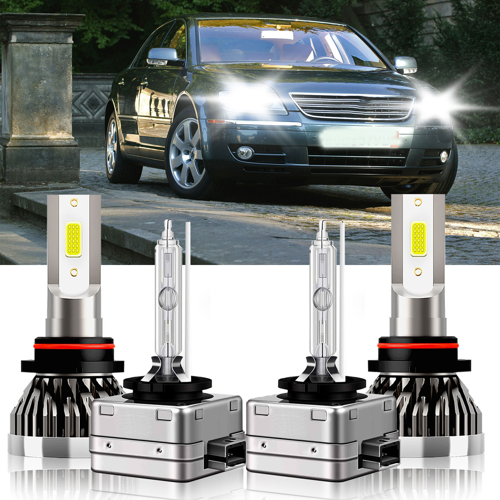 4X High/Low Beam LED HID Headlight Bulbs 6000K White Kit For Phaeton 2004-2006