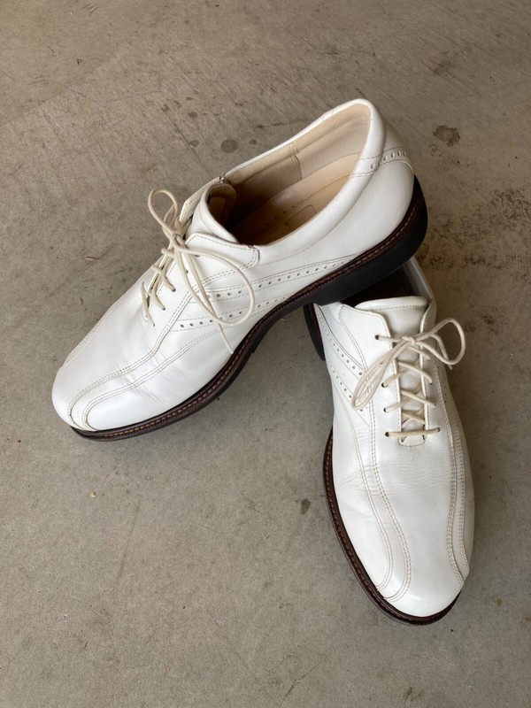 ECCO White Hydromax Tour Classic Leather Cleat Golf Shoes ⛳️ Sz EU 47 - US 13