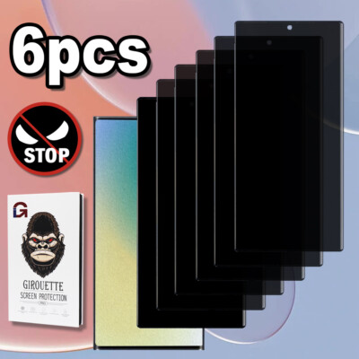 6Pcs Privacy Tempered Glass Outer Screen For Samsung Galaxy S22/S22+/S22Ultra