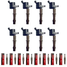 8 Brown Boot Ignition Coil Set + 8 Motorcraft Spark Plugs For 2008 Ford Mercury
