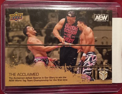 2022 AEW Upper deck match dated moment THE ACCLAIMED WIN WORLD TILE GOLD In Hand