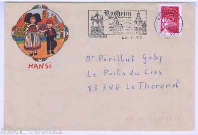 ENVELOPE-ILLUSTRATOR HANSI**LA RONDE DES ENFANTS-FLAMME POSTALE-ROSHEIM-ALSACE