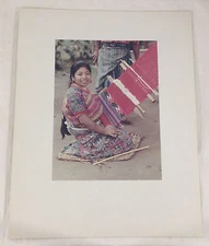 Vintage Color Photo M Kazan WOMAN WEAVING ANTIGUA GUATEMALA 1968 #17