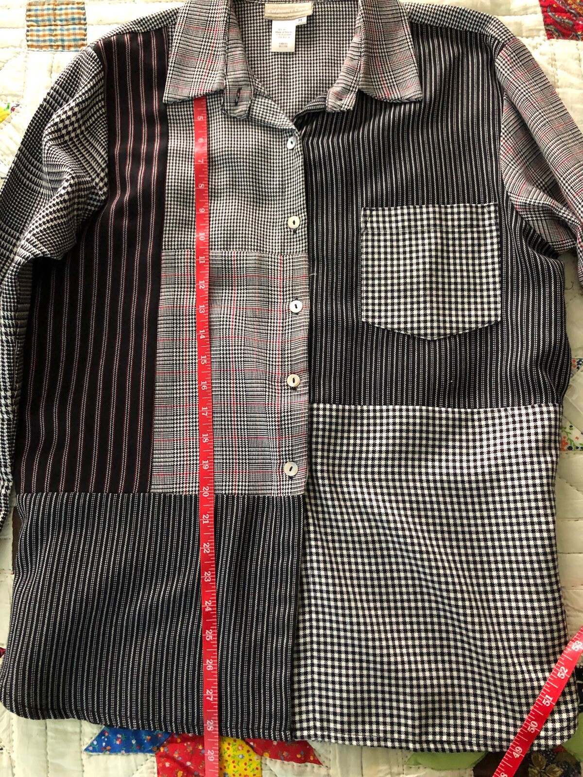 Coldwater Creek Flannel Patchwork Houndstooth Rel… - image 6