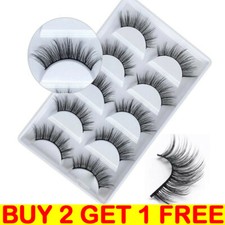 5Pair 3D Mink False Eyelashes Wispy Cross Long Thick Soft Fake Eye Lashes UK NEW