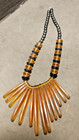 1980's Retro Necklace Acrylic Amber & Black Art Moderne Art Deco — photo 9