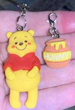 2 Pc Large Winnie The Pooh  Hunny Pot Charm Zipper Pull  Keychain Add On Clips