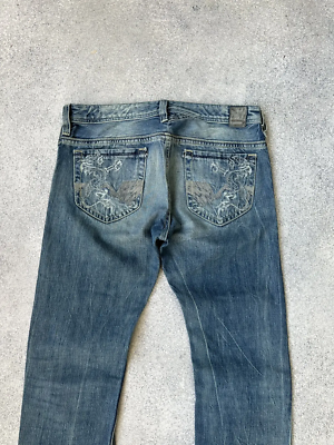 Vintage Diesel Thanaz Mens Dragons Pockets Denim Jeans Sz 29x32