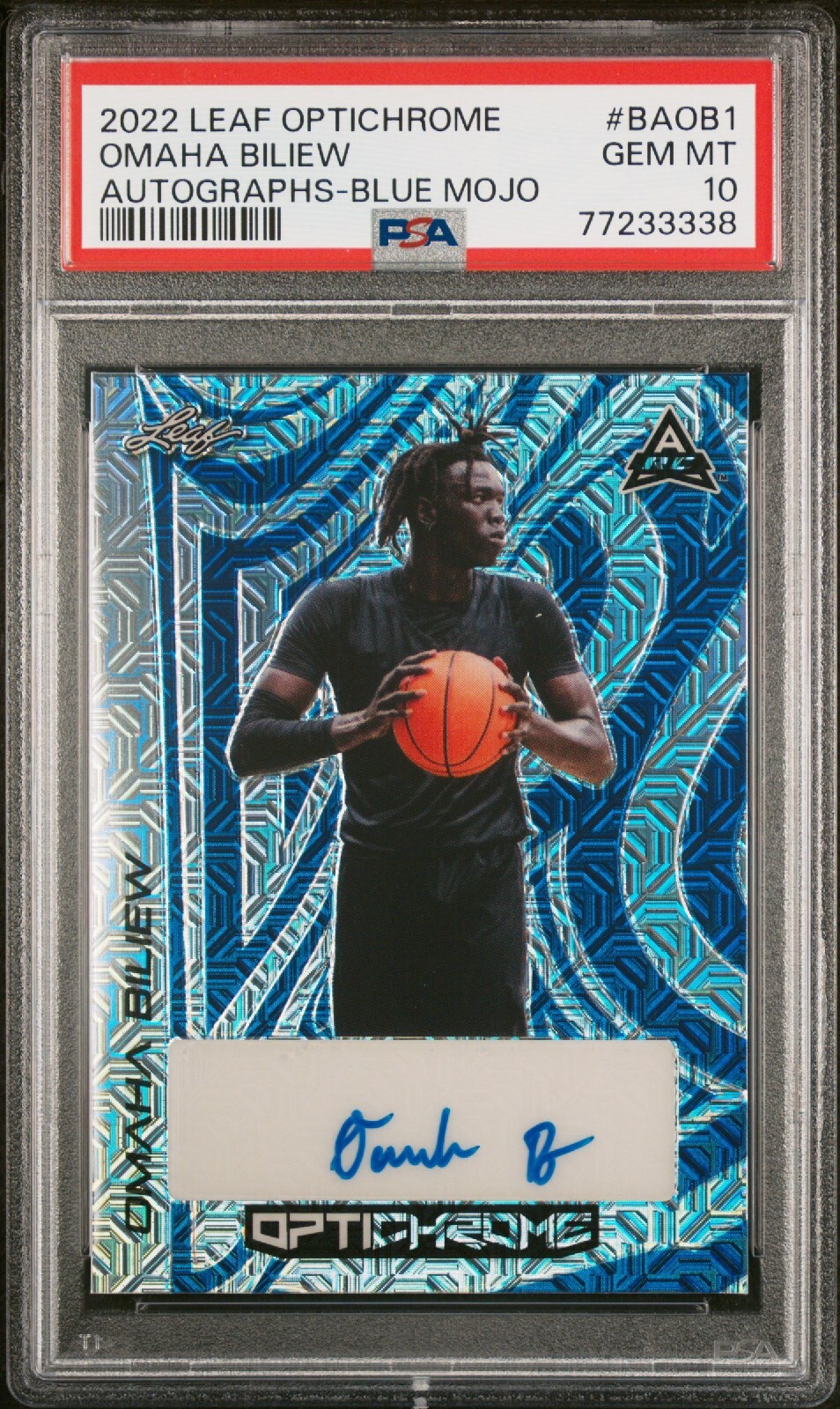 PSA 10 - OMAHA BILIEW #d 5/7 Auto - 2022 Leaf Optichrome Autograph BLUE MOJO -RC