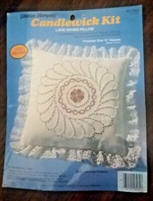Candlewicking Kit Creative Moments 13" Square Lace Edge Pillow NIP
