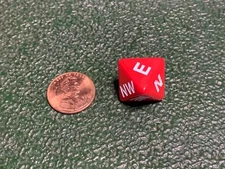 Compass Dice Direction Die D8 (Eight Sided) Tabletop RPG Gaming Red with White