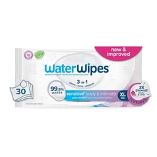 WaterWipes Sensitive+ Body & Intimate Wipes, 3-In-1 30 Count (Pack of 1) 