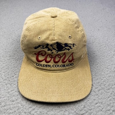 Coors Hat Cap Snap Back Tan Corduroy Embroidered Golden Colorado Banquet Mens